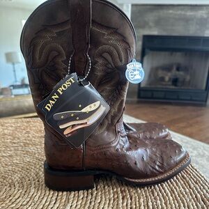 DAN POST MEN'S ALAMOSA EXOTIC OSTRICH COWBOY CERTIFIED BOOTS SZ 7.5 NEW